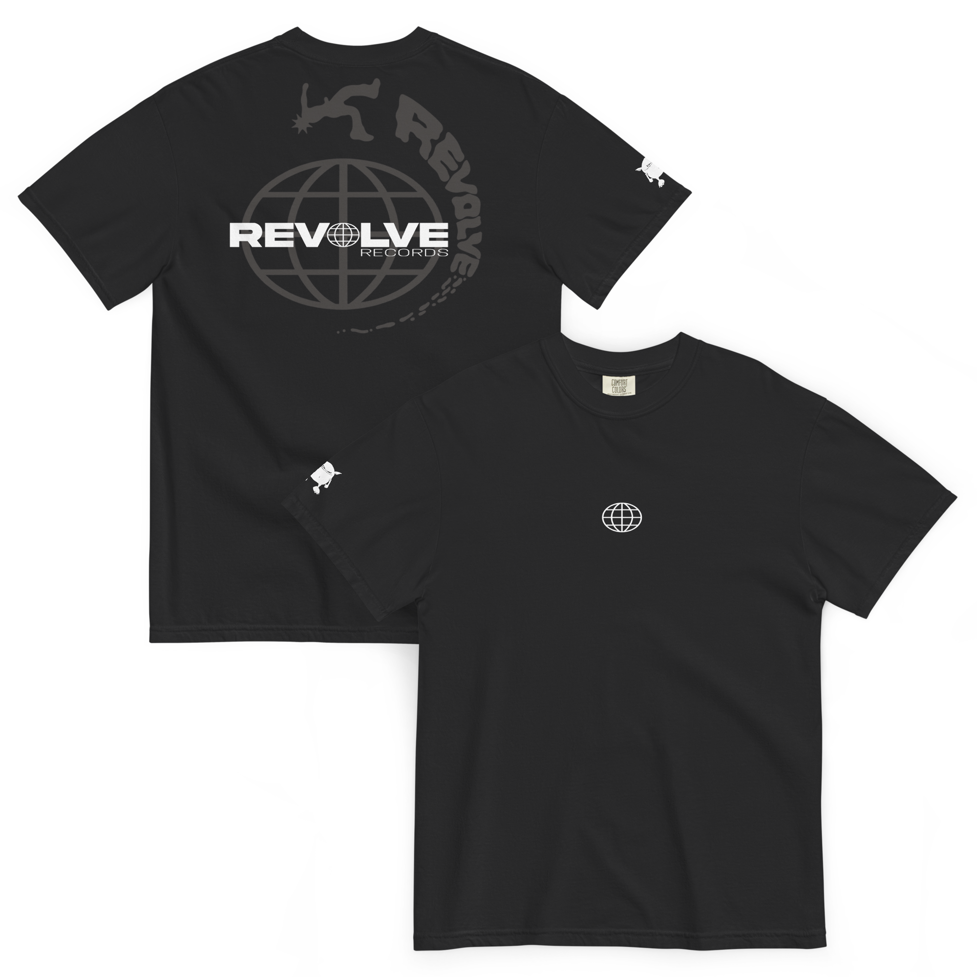 Two Revolve Records shirt mockups